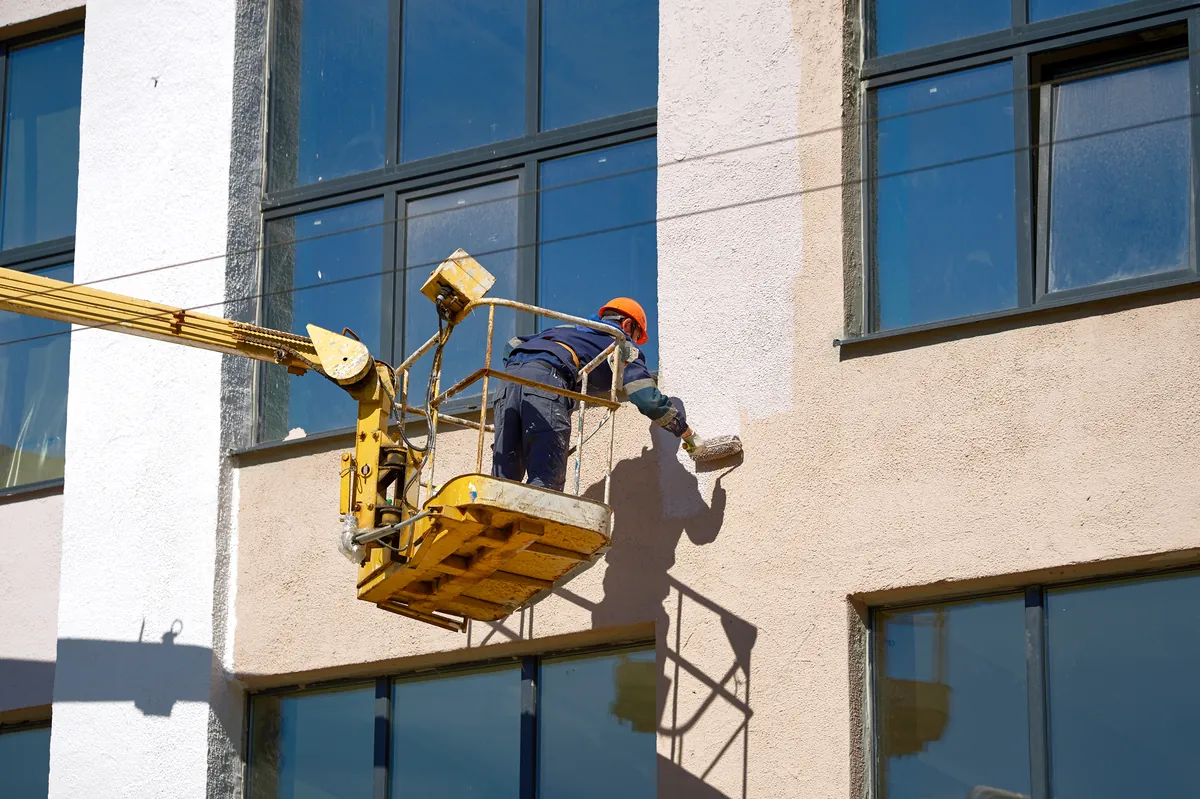 Commercial exterior from a boom lift